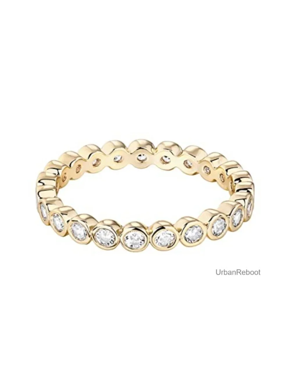 14K Gold Plated Stacking Ring with Cubic Zirconia for Women Eternity Band
